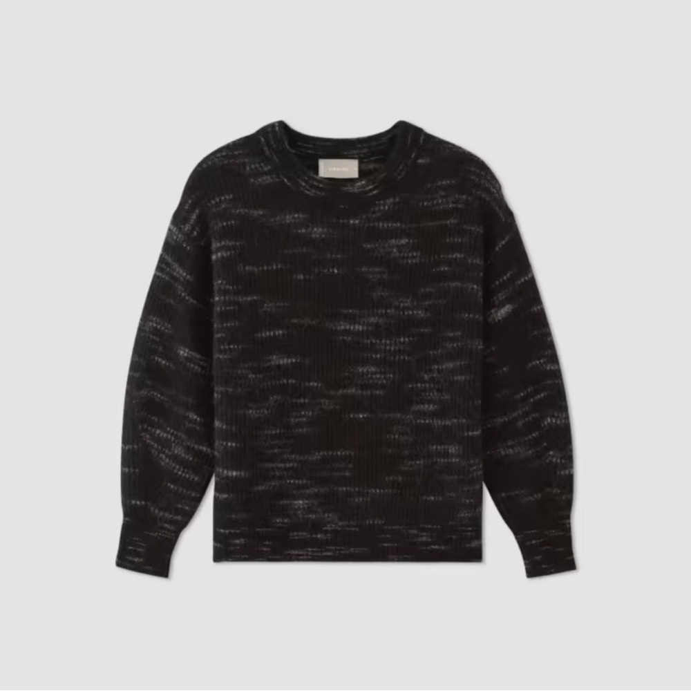 EVERLANE THE COCOON CREW SWEATER IN ALPACA S BLACK HEATHER GREY